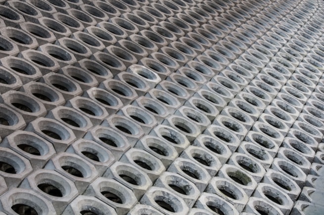 Abstract of hollow concrete blocks, St. Helier Marina, St. Helier, Jersey, Channel Islands