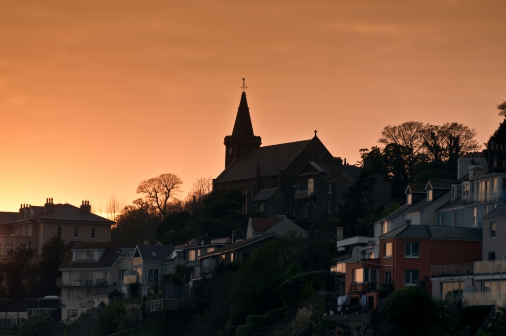 Gorey Church at sunset, Gorey, St. Martin, Jersey, Channel Islands