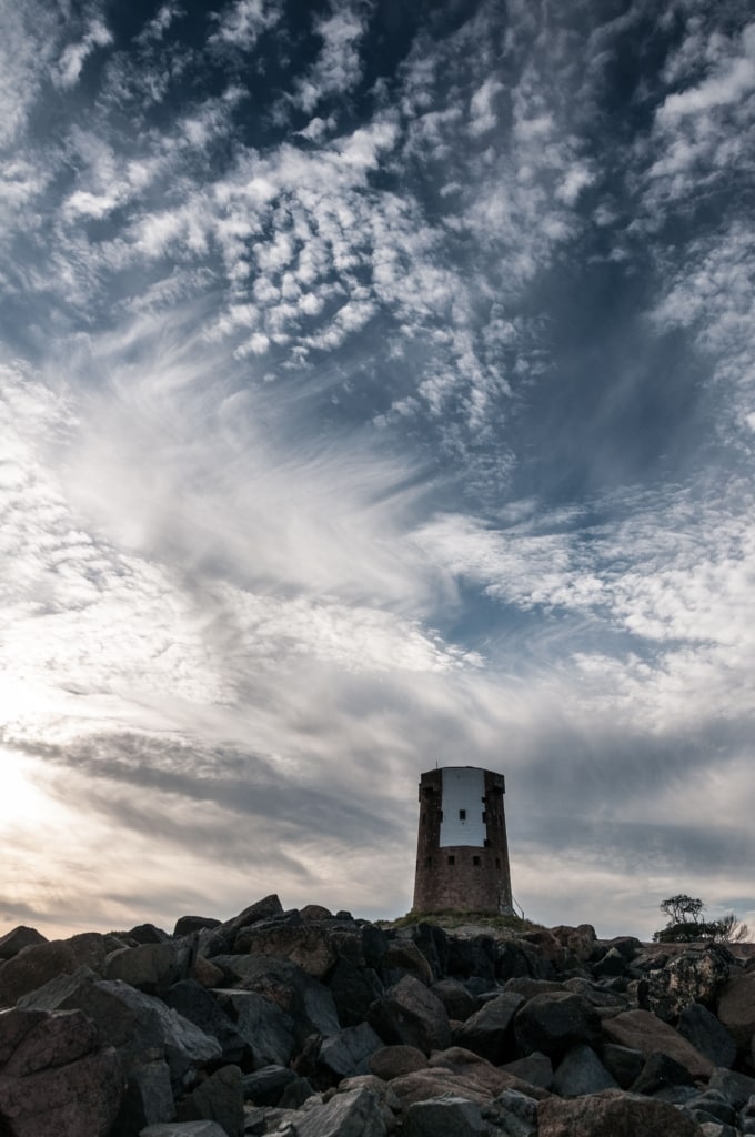 Le Hocq Tower at sunset, Le Hocq, St. Clement, Jersey, Channel Islands