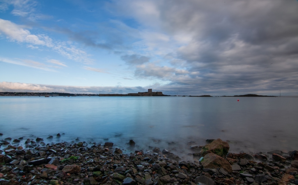 Long exposure of the seascape at St. Aubin's Fort, St. Aubin, St. Brelade, Jersey, Channel Islands