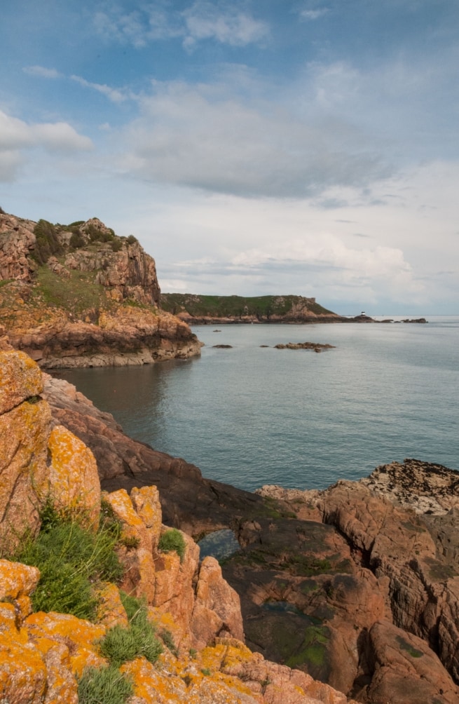 View towards Noirmont from Le Fret Point Nature Reserve, Portelet Common, St. Brelade, Jersey, Channel Islands