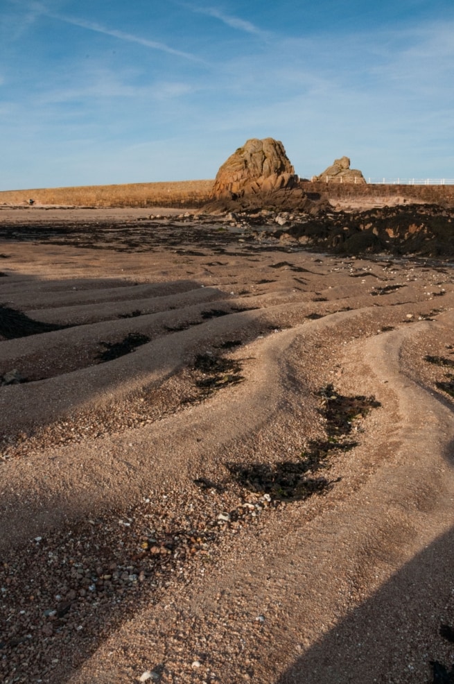 Sand patterns at Platte Rocque Point, Grouville, Jersey, Channel Islands