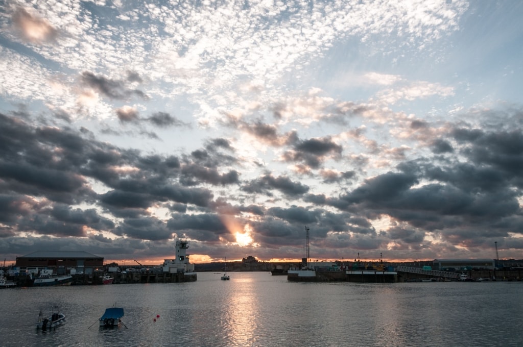 Beautiful sunset at St. Helier Harbour, St. Helier, Jersey, Channel Islands