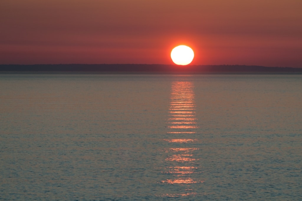 Sunset over Sark and the sea, Devil's Hole, St. Mary, Jersey, Channel Islands