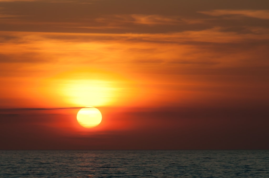 Sunset over the sea, Jersey, Channel Islands