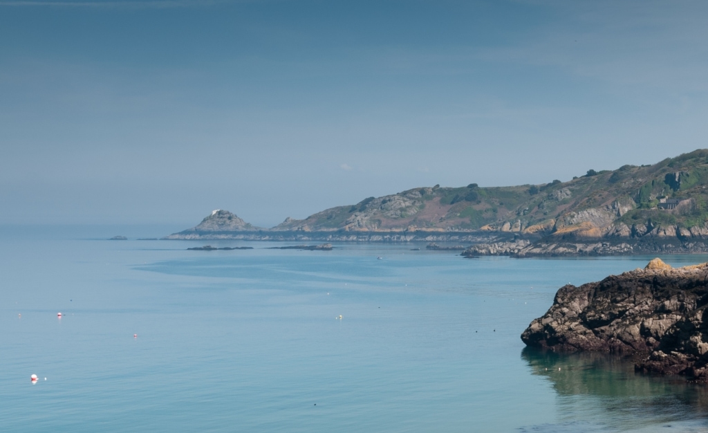 Tranquil sea at Bouley Bay, Trinity, Jersey, Channel Islands