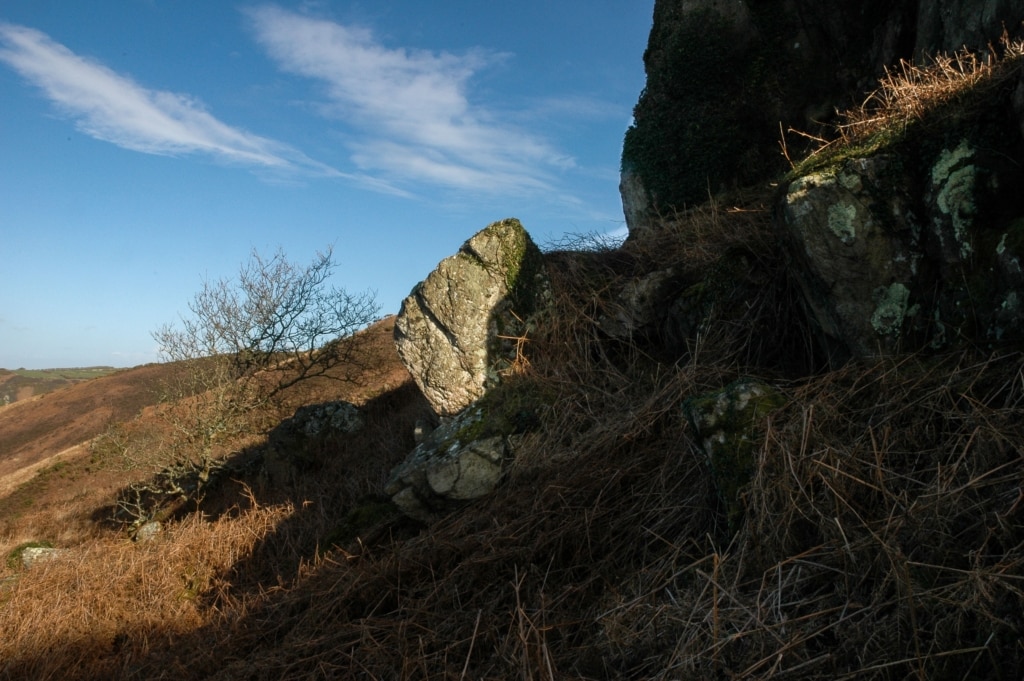 View from the cliff path during winter at La Vallette Walk, Bonne Nuit Bay, St. John, Jersey, Channel Islands